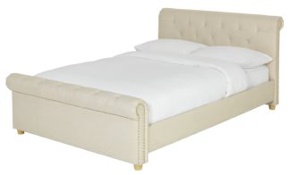 An Image of Argos Home Newbury Studded Double Bed Frame - Natural