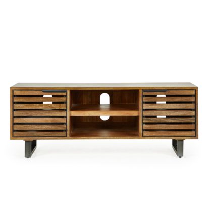 An Image of Slatted Mango TV Stand Brown