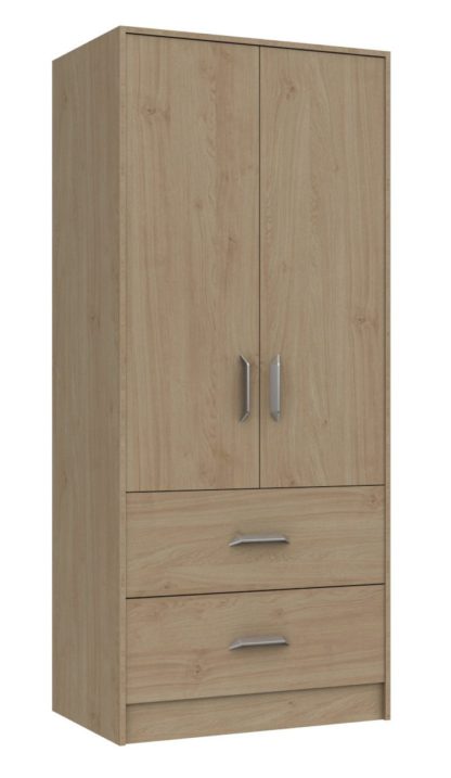 An Image of Ashdown 2 Door 2 Drawer Mirror Wardrobe - Oak Effect