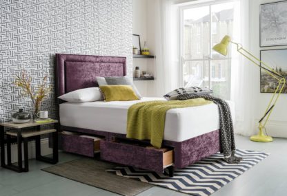 An Image of Silentnight Toulouse Velvet Superking 2 Drawer Divan -Purple