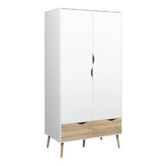 An Image of Viken 2 Door 2 Drawer Wardrobe - White and Oak