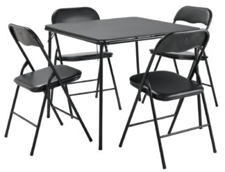An Image of Argos Home Quin Metal Folding Table & 4 Folding Chairs