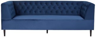 An Image of Habitat Blake 3 Seater Velvet Sofa - Navy