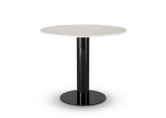 An Image of Tom Dixon Tube Dining Table Black Base White Marble Top