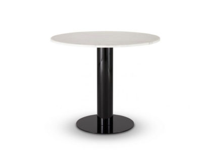 An Image of Tom Dixon Tube Dining Table Black Base White Marble Top