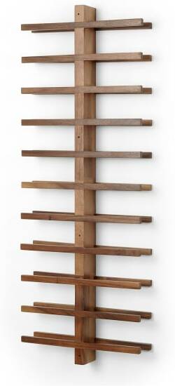 An Image of Clover Acacia Wood 22 Bottle Wall Mounted Wine Rack, Natural