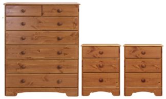 An Image of Argos Home Nordic 2 Bedsides & 5+2 Drawer Chest Set - Pine