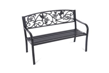 An Image of Greenhurst 2 Seater Metal Garden Bench - Black
