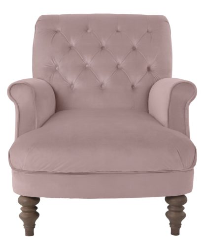 An Image of Habitat Valerie Velvet Accent Chair - Pink