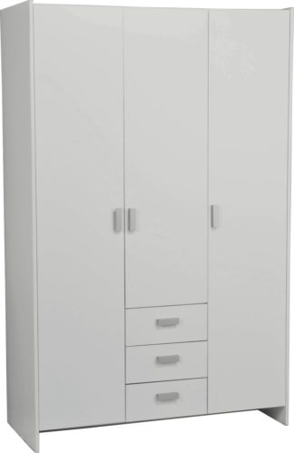 An Image of Argos Home New Capella 3 Door 3 Drawer Wardrobe - White