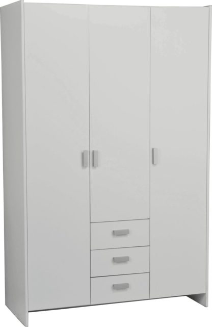 An Image of Argos Home New Capella 3 Door 3 Drawer Wardrobe - White