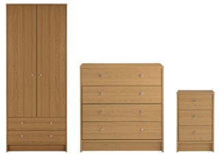 An Image of Habitat Malibu 3 Piece 2 Door Wardrobe Set - Oak Effect