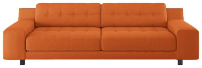 An Image of Habitat Hendricks 4 Seater Fabric Sofa - Orange