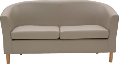 An Image of Habitat 2 Seater Faux Leather Tub Sofa - Black