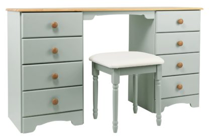 An Image of Argos Home Nordic Dressing Table & Stool - Grey & Pine