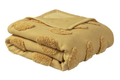 An Image of Argos Home Tufted Spot Handwoven Throw - 125x150cm - Mustard