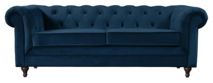 An Image of Habitat Chesterfield 3 Seater Velvet Sofa - Green