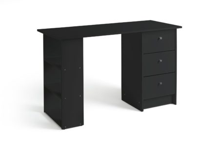 An Image of Habitat Malibu 3 Drawer Office Desk - Black