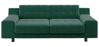 An Image of Habitat Hendricks 3 Seater Velvet Sofa - Emerald Green
