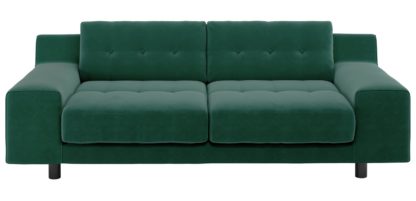 An Image of Habitat Hendricks 3 Seater Velvet Sofa - Emerald Green