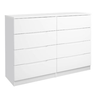 An Image of Legato White Gloss 8 Drawer Wide Chest White