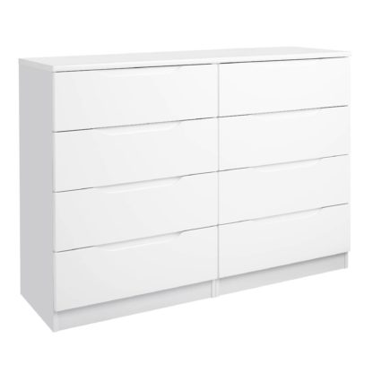 An Image of Legato White Gloss 8 Drawer Wide Chest White