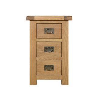 An Image of Aylesbury Oak Wide 3 Drawer Bedside Table Light Brown / Natural