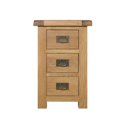 An Image of Aylesbury Oak Wide 3 Drawer Bedside Table Light Brown / Natural