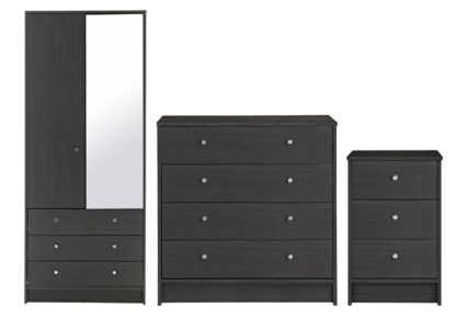 An Image of Habitat Malibu 3 Pc 2 Dr Wardrobe Set - Black Oak Effect