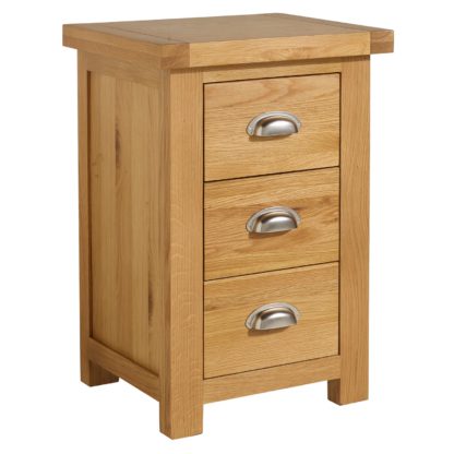 An Image of Woburn Oak Large 3 Drawer Bedside Table Brown