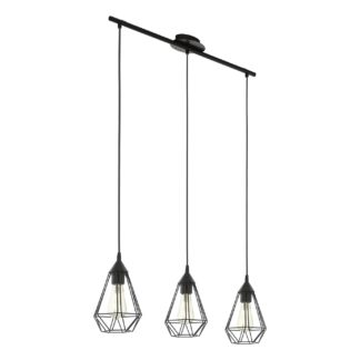 An Image of Eglo Tarbes 3 Light Pendant - Black