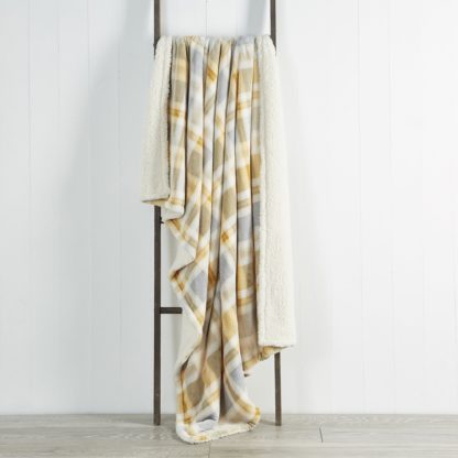 An Image of Check Sherpa 130cm x 180cm Throw Ochre