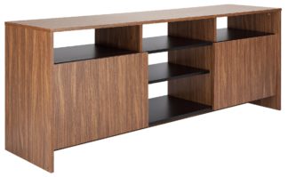 An Image of Habitat Turin 2 Door TV Unit - Black & Walnut Effect