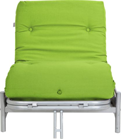 An Image of Argos Home Single Futon Metal Sofa Bed with Mattress - Green