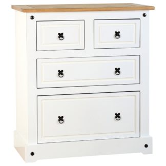 An Image of Corona White 4 Chest of Drawer White and Brown