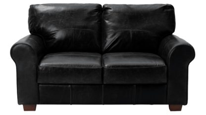 An Image of Habitat Salisbury 2 Seater Leather Sofa - Dark Brown