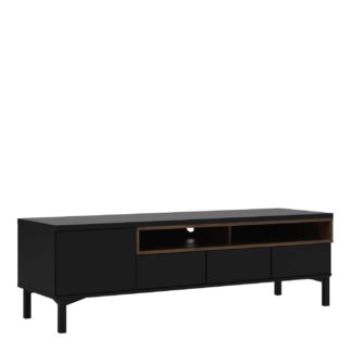 An Image of Greyson 1 Door 3 Drawer TV Unit - Black & Walnut Effect