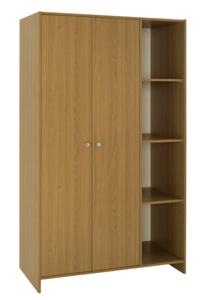 An Image of Argos Home Seville 2 Door Open Shelf Wardrobe - Oak Effect