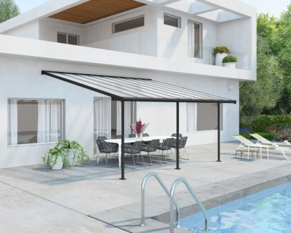 An Image of Palram Sierra 3 x 4.25m Patio Cover - Grey Clear