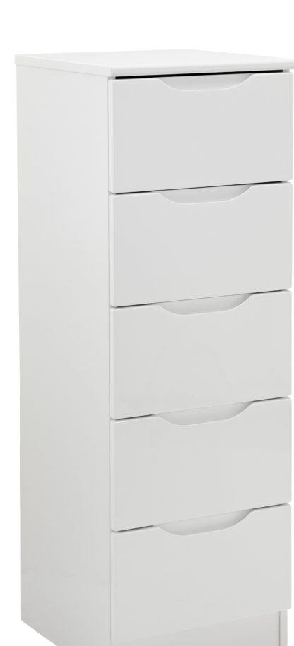 An Image of Legato 5 Drawer Tallboy - White Gloss