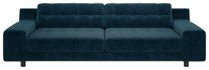 An Image of Habitat Hendricks 4 Seater Velvet Sofa - Ink Blue