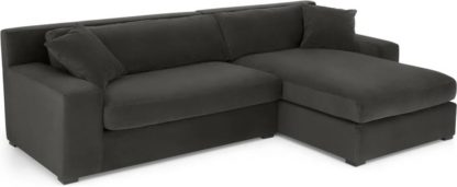 An Image of Delaney Right Hand Facing Chaise End Corner Sofa, Dark Pewter Velvet