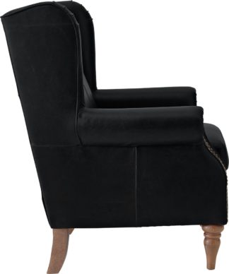 An Image of Argos Home Argyll Studded Leather High Back Chair - Black
