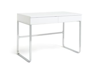 An Image of Habitat Sammy 2 Drawer Desk - White Gloss