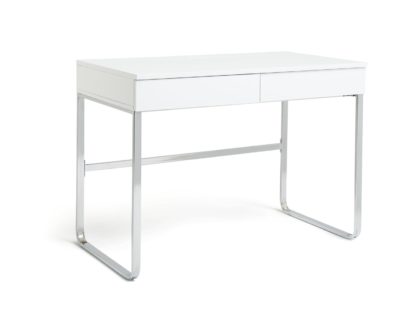 An Image of Habitat Sammy 2 Drawer Desk - White Gloss