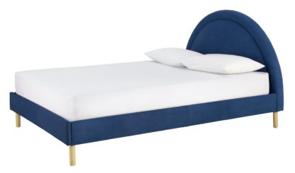 An Image of Habitat Sol Sunrise Double Bed Frame - Blue Velvet