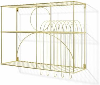 An Image of Gulli Wall-Mounted Kitchen Storage Rack, Extra Large, Gold