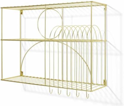 An Image of Gulli Wall-Mounted Kitchen Storage Rack, Extra Large, Gold