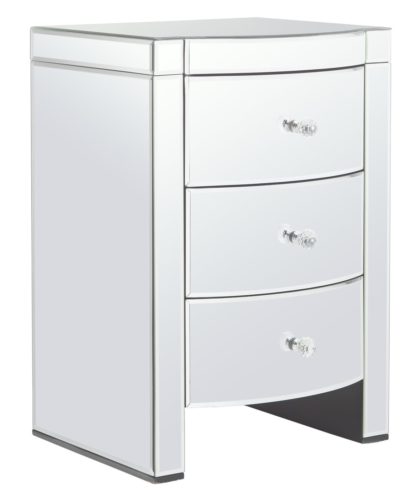 An Image of Argos Home Canzano 3 Drawer Bedside Table - Mirrored