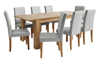 An Image of Habitat Miami XL Extending Table & 8 Grey Chairs